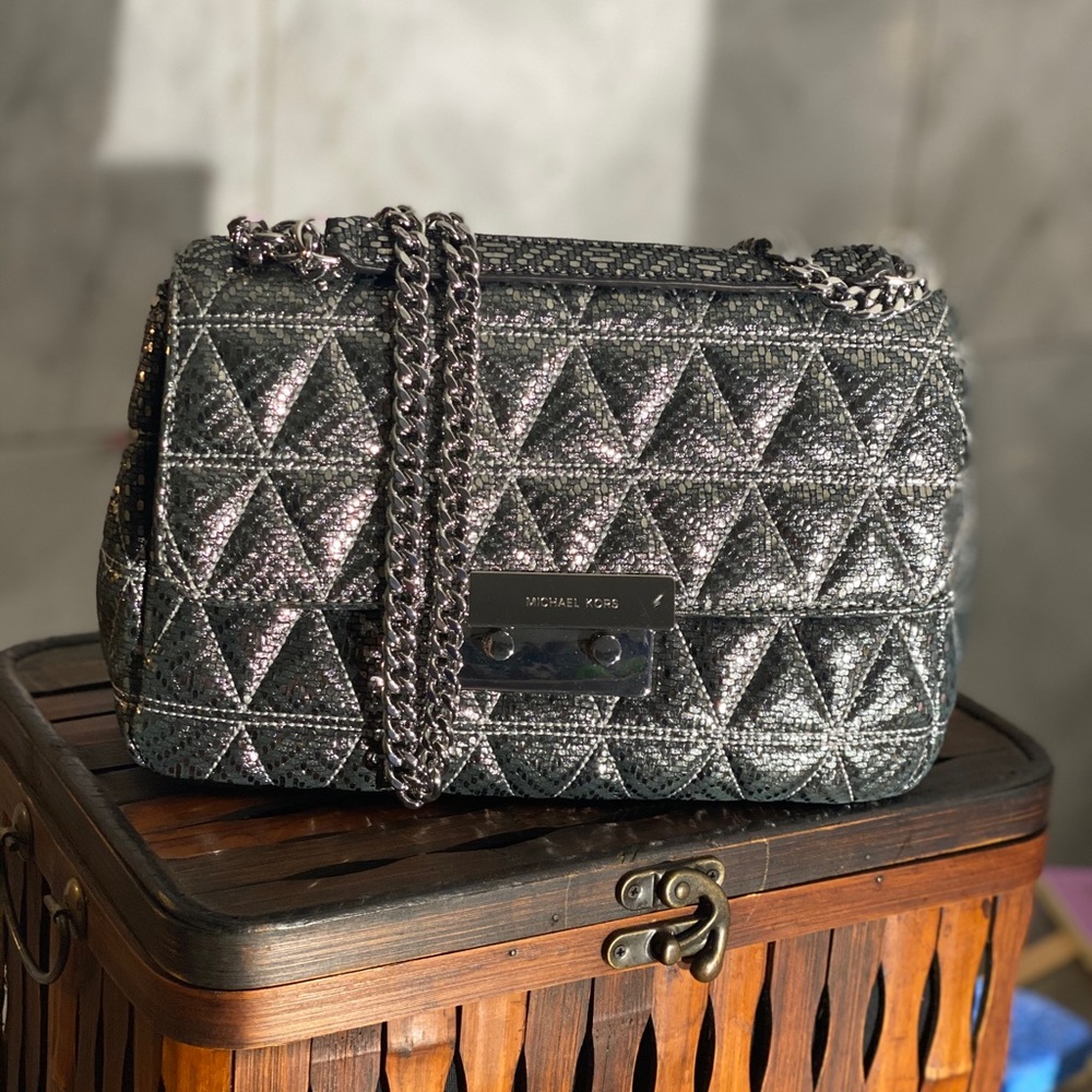 silver michael kors bag